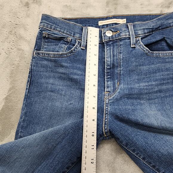 Levi's Jeans Women 28 Blue 720 High Rise Super Skinny Distressed Raw Hem Stretch - Picture 12 of 15